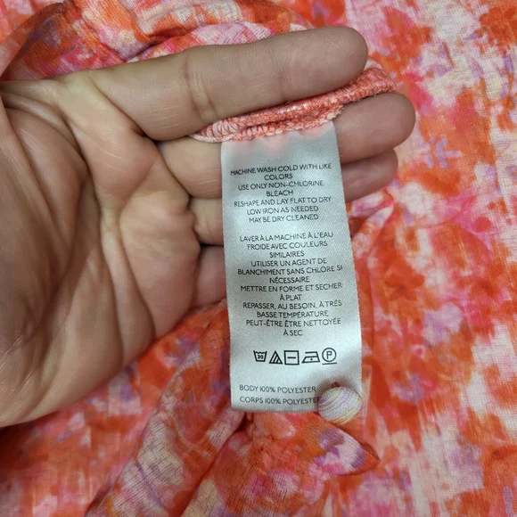 Anthropologie Pink and Orange Abstract Button-Front Blouse - Picture 11 of 12